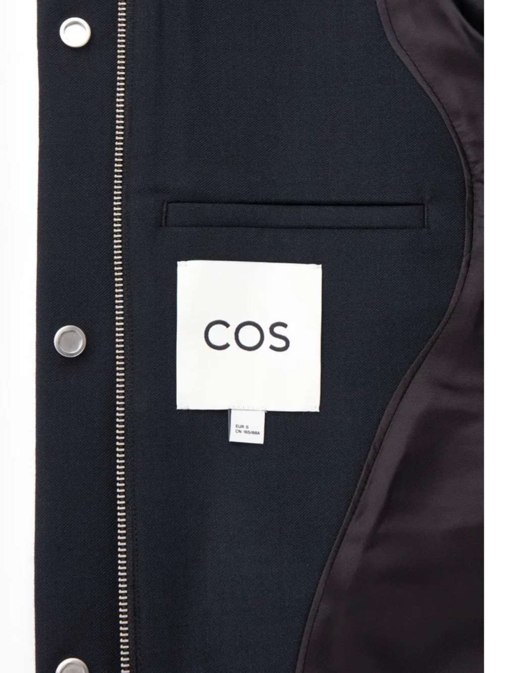COS Women's Oversized Wool Funnel-neck Bomber Jacket, Black